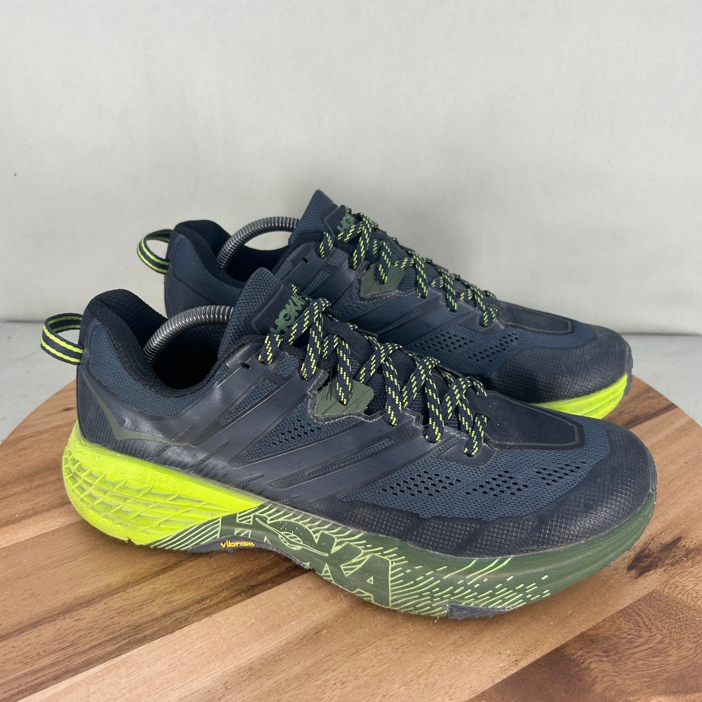 Hoka One One Speedgoat 3 Mens Trail Running Shoes Black Green 1099733 Size 10.5